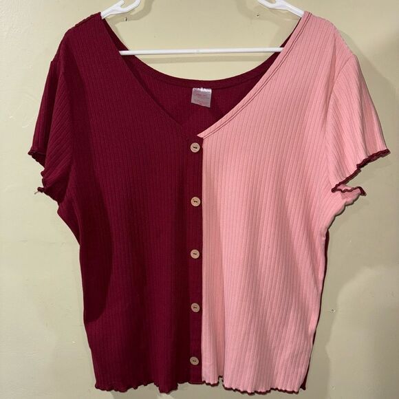 No Boundaries size XXXL Pink Colorblock Short Sleeve Tee - Picture 4 of 4